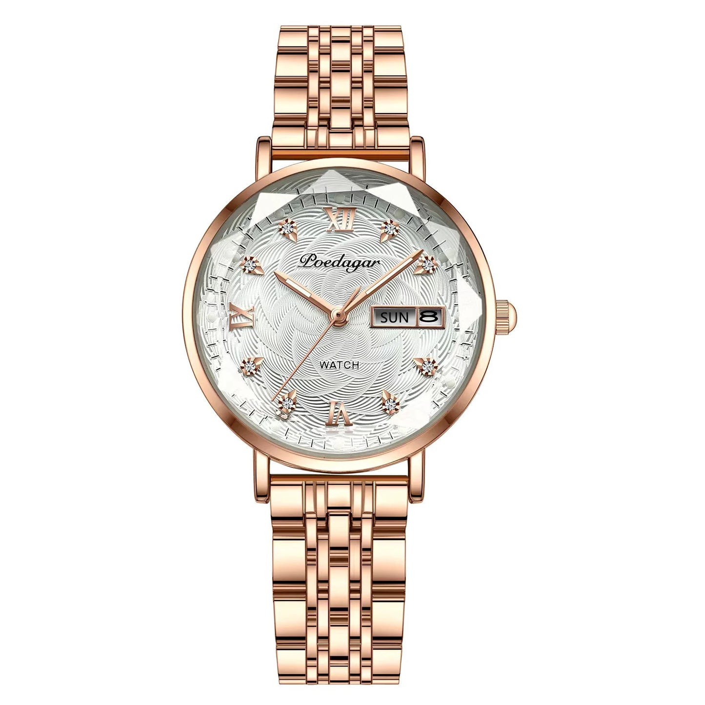 POEDAGAR Luxury Stainless Steel Wristwatch Bracelet for Women