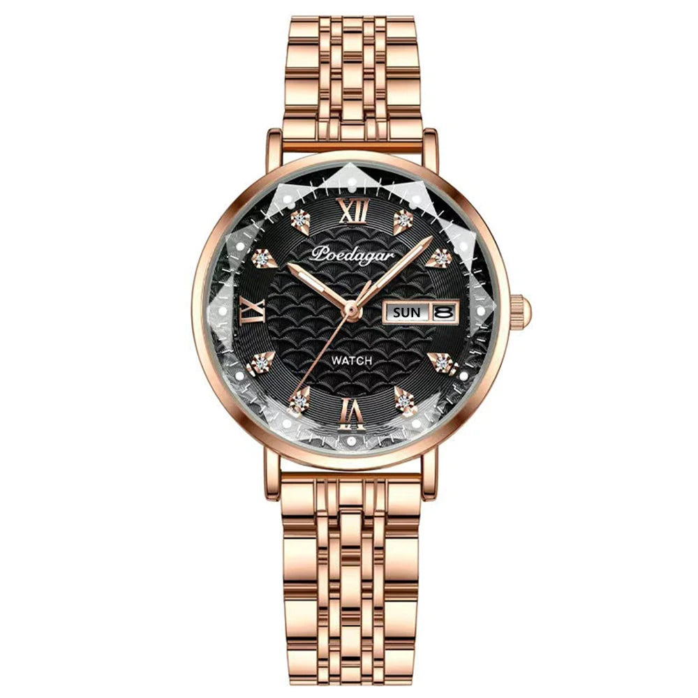 POEDAGAR Luxury Stainless Steel Wristwatch Bracelet for Women