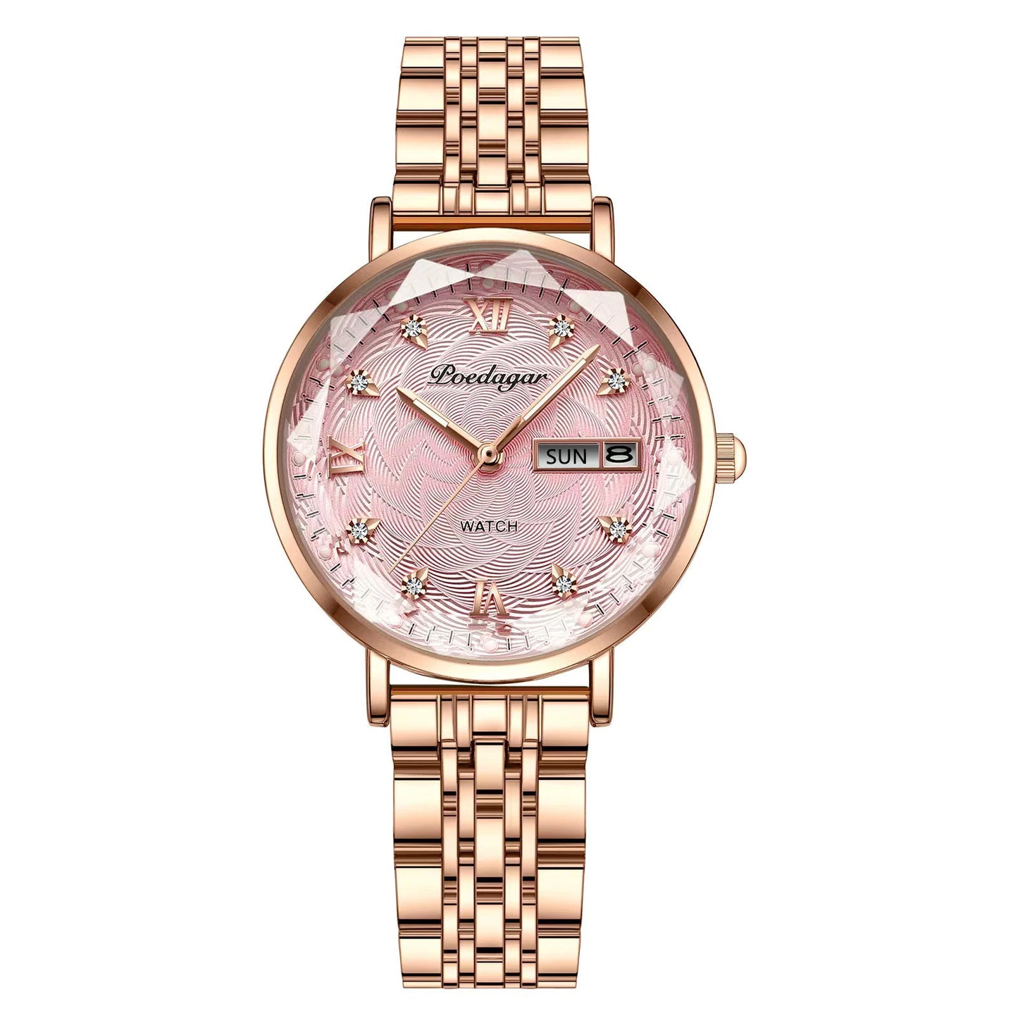 POEDAGAR Luxury Stainless Steel Wristwatch Bracelet for Women