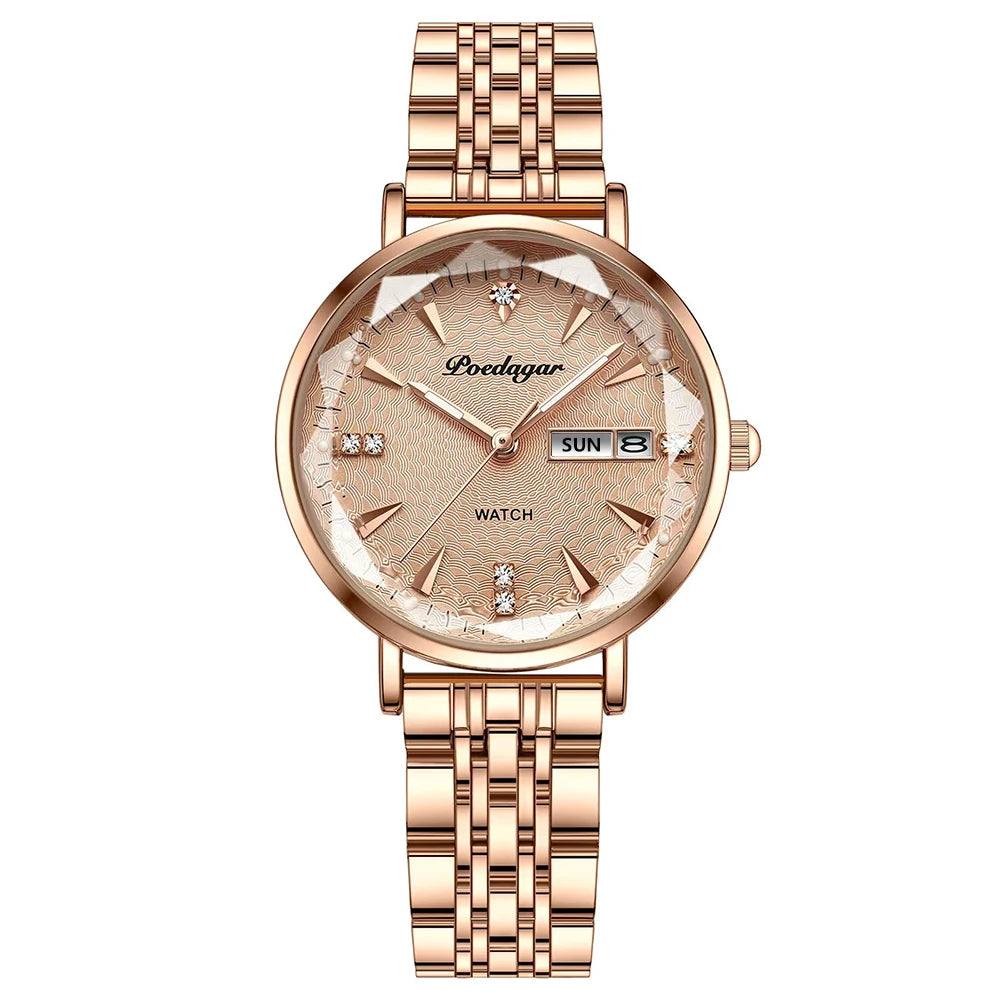 POEDAGAR Luxury Stainless Steel Wristwatch Bracelet for Women