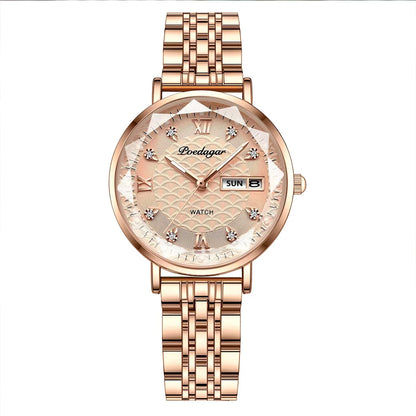 POEDAGAR Luxury Stainless Steel Wristwatch Bracelet for Women