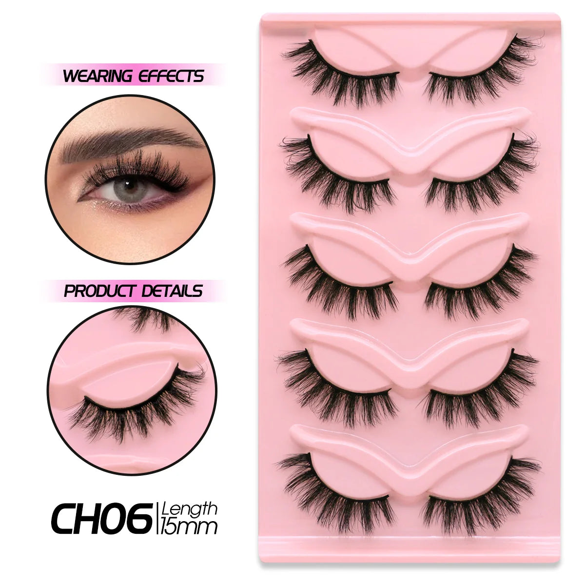 5/10 Pairs GROINNEYA Cat Eye Effect Natural