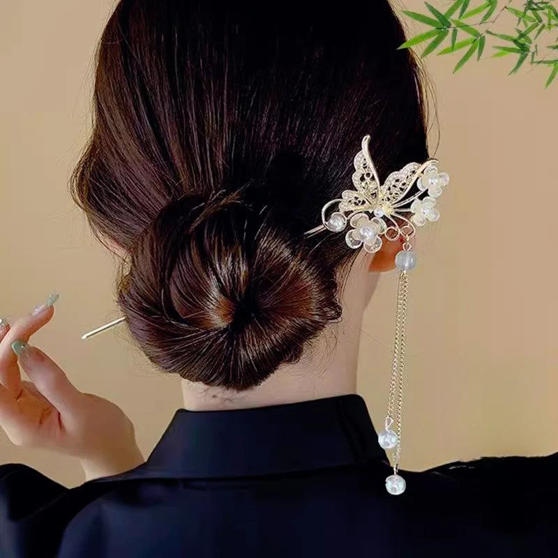 Elegant Chinese Style Hair Clip Tassel Stick