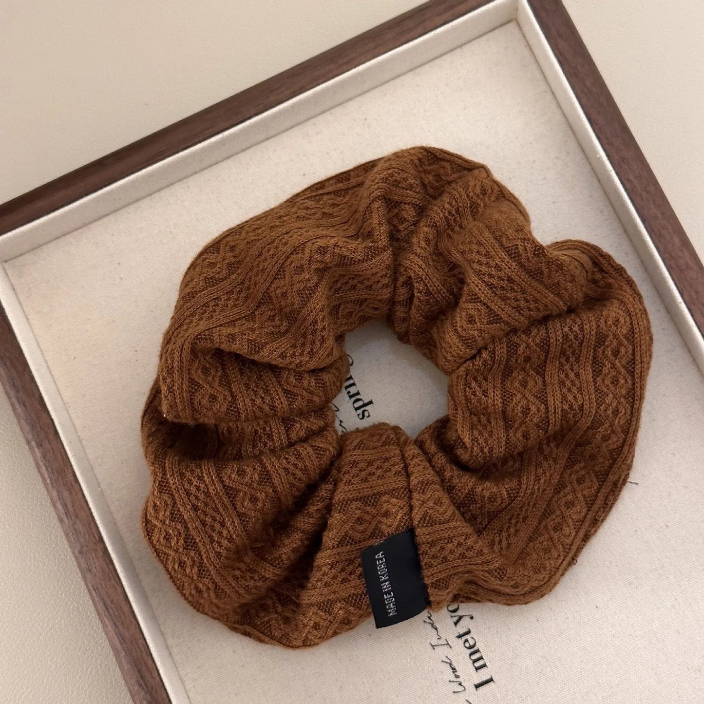 Knitted Wool Scrunchie for Women and Girls Elastic Hair Rubber Band