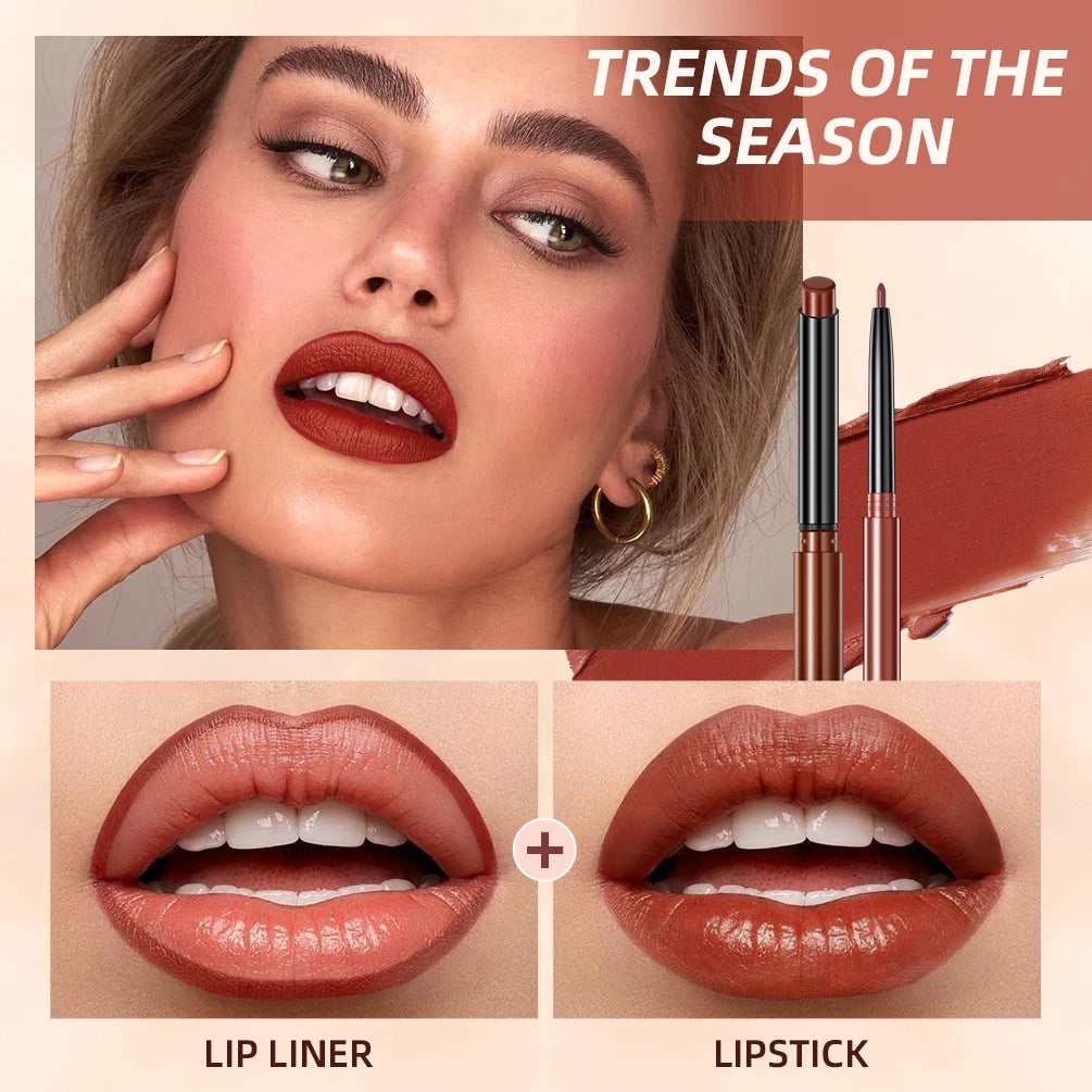 Matte Nude Lipstick Pen Long Lasting Lipliner Pencil Waterproof