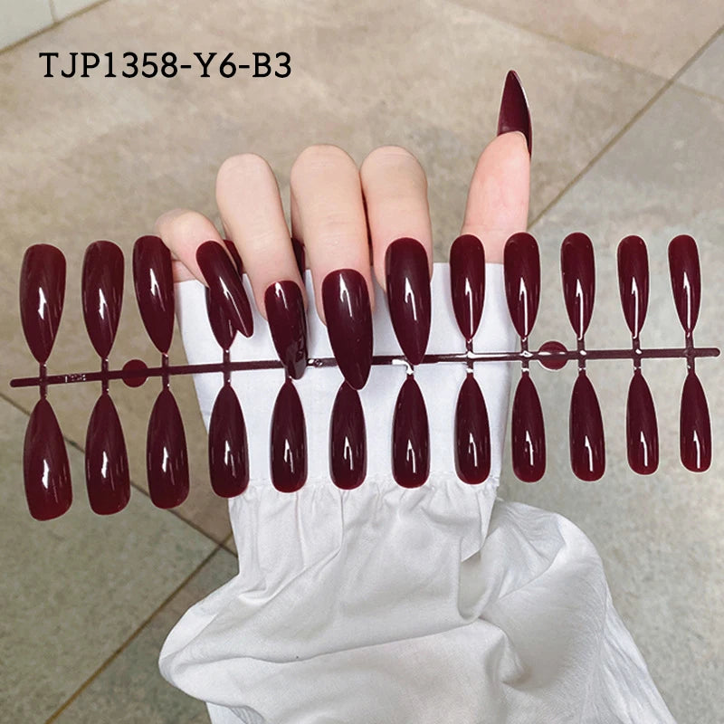 24Pcs/Set French Press on Fake Nails Full Cover Artificial Wearable