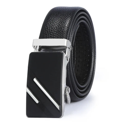 PU Leather Belt High Quality Business Men Belt Golden Automatic Buckle