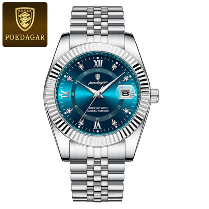 POEDAGAR Luxury Sport Wrist Quartz Stainless Steel Watch For Man