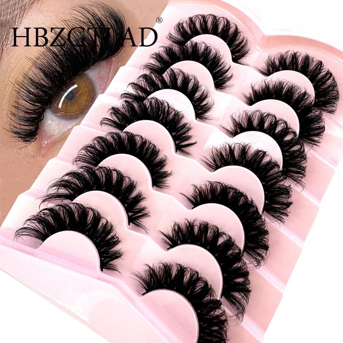 7 Pairs Natural Russian Strip Lashes Fluffy Mink Lashes