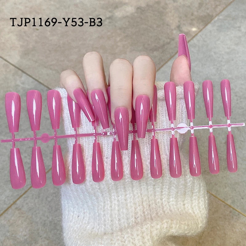 24Pcs/Set French Press on Fake Nails Full Cover Artificial Wearable