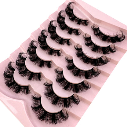 7 Pairs Natural Russian Strip Lashes Fluffy Mink Lashes