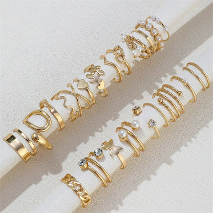 22Pcs Set Heart Snake Rings Set