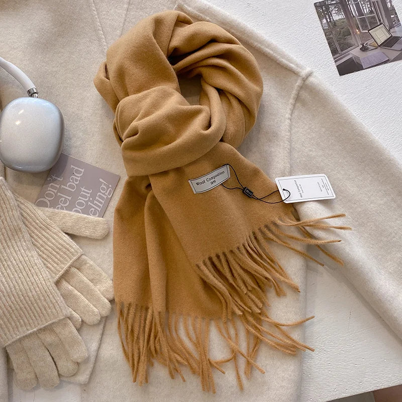 Luxury Winter Wool Scarf Cashmere Warm Pashmina Foulard