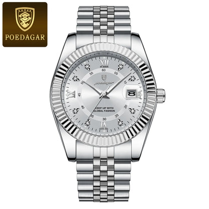 POEDAGAR Luxury Sport Wrist Quartz Stainless Steel Watch For Man