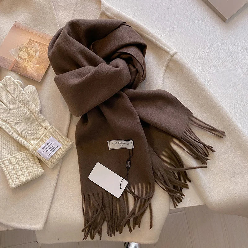 Luxury Winter Wool Scarf Cashmere Warm Pashmina Foulard