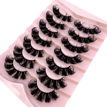 7 Pairs Natural Russian Strip Lashes Fluffy Mink Lashes