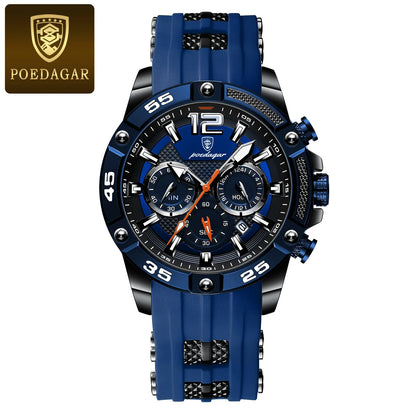 POEDAGAR Casual Men Luxury Waterproof Luminous Chronograph Date Wristwatch