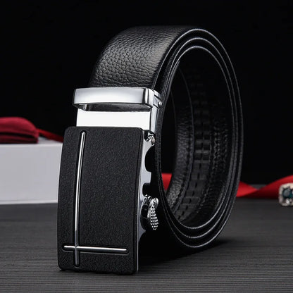 PU Leather Belt High Quality Business Men Belt Golden Automatic Buckle