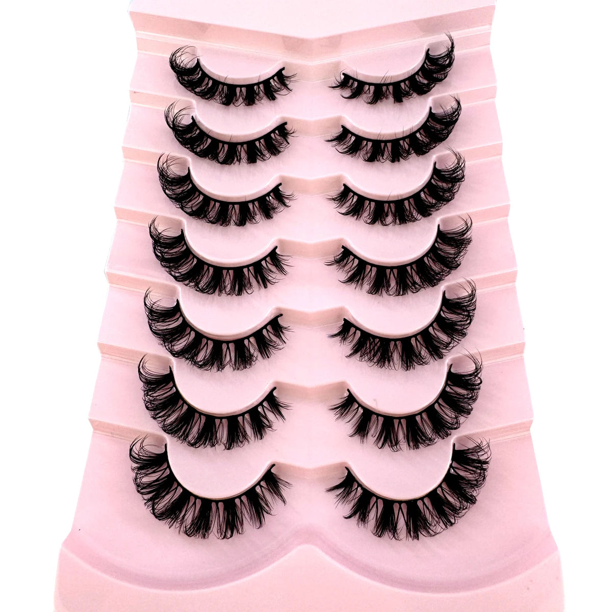 7 Pairs Natural Russian Strip Lashes Fluffy Mink Lashes