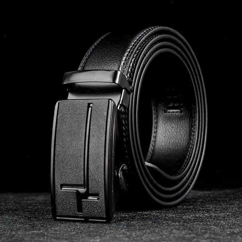 PU Leather Belt High Quality Business Men Belt Golden Automatic Buckle