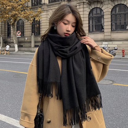 Cashmere Wool Ladies Warm Checkered Winter Scarves