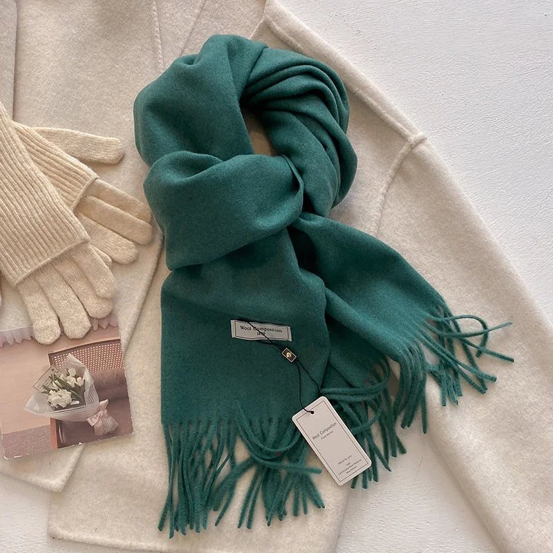 Luxury Winter Wool Scarf Cashmere Warm Pashmina Foulard