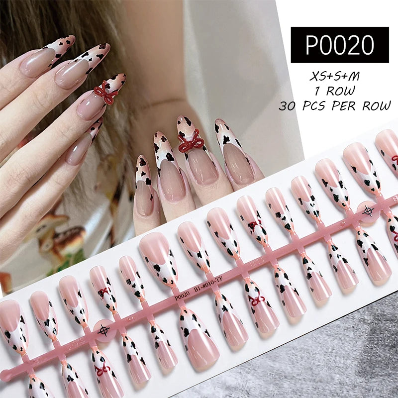 24Pcs/Set French Press on Fake Nails Full Cover Artificial Wearable