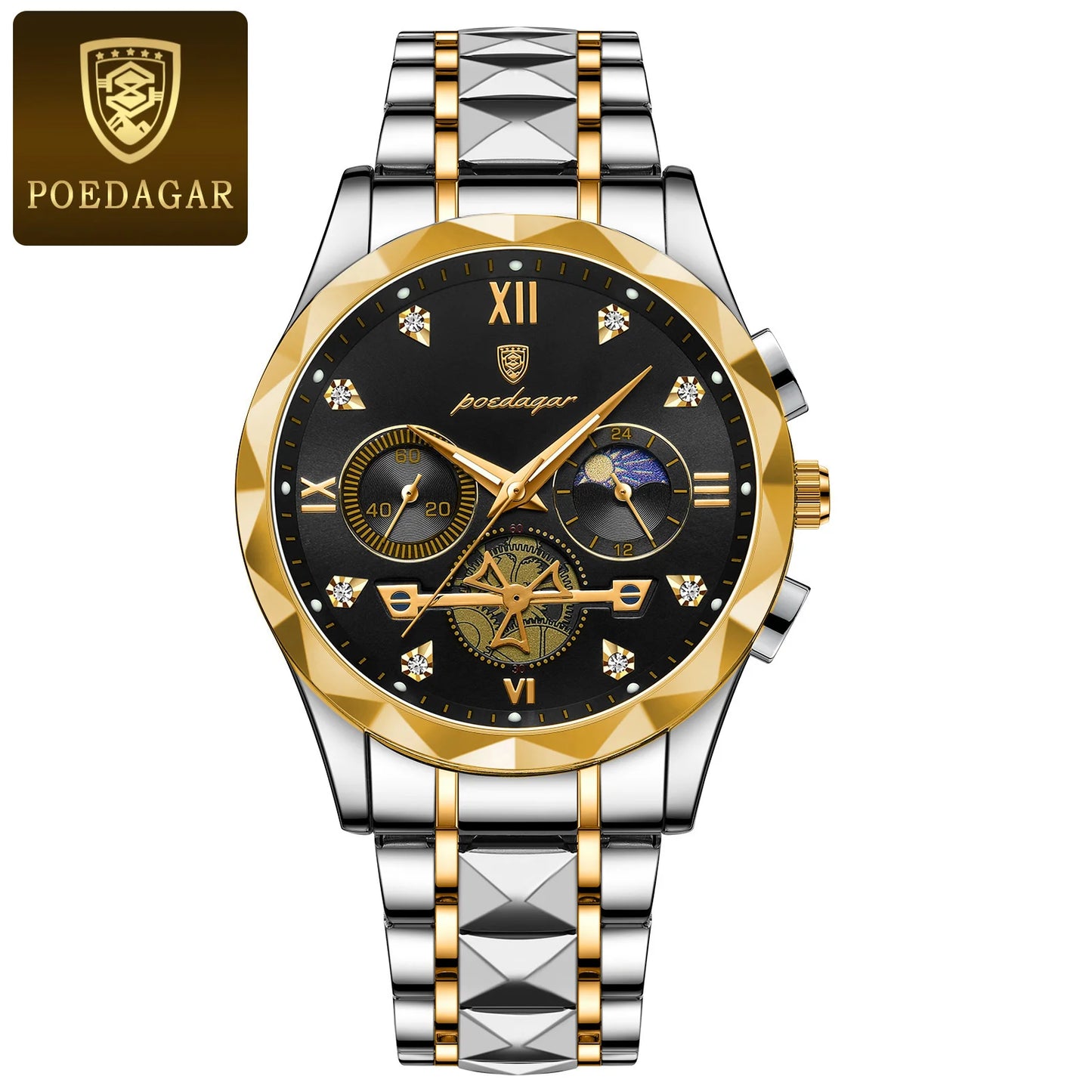 POEDAGAR Luxury Man Wristwatch Waterproof Luminous Stainless Steel High Quality Sport Quartz