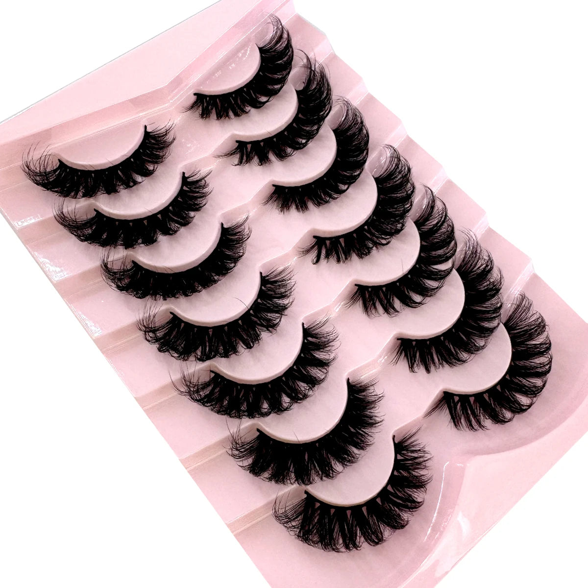 7 Pairs Natural Russian Strip Lashes Fluffy Mink Lashes