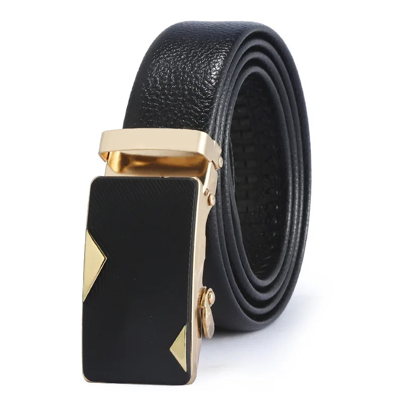 PU Leather Belt High Quality Business Men Belt Golden Automatic Buckle