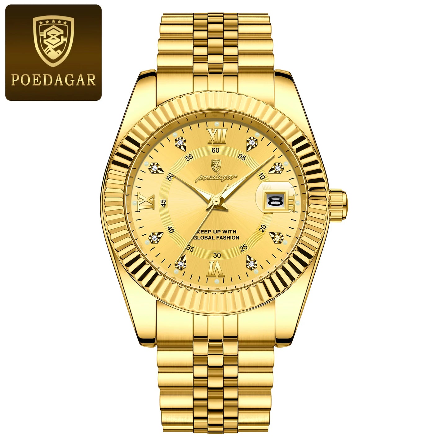 POEDAGAR Luxury Sport Wrist Quartz Stainless Steel Watch For Man