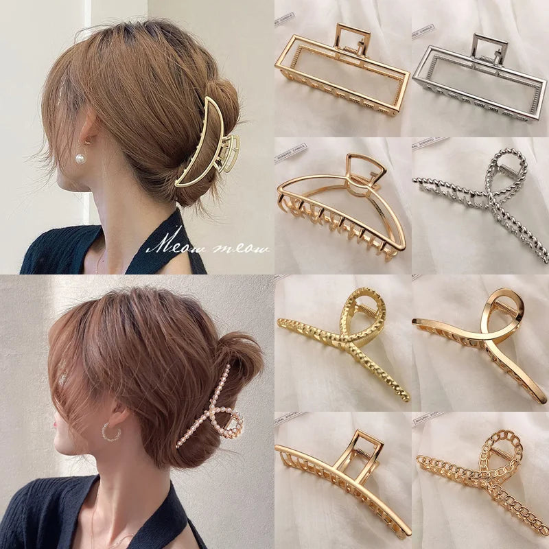 Metal Geometric Hair Claws Barrettes Elegant Hair Clips