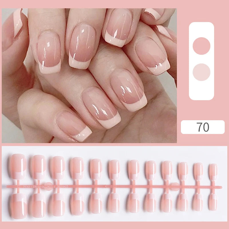 24Pcs/Set French Press on Fake Nails Full Cover Artificial Wearable