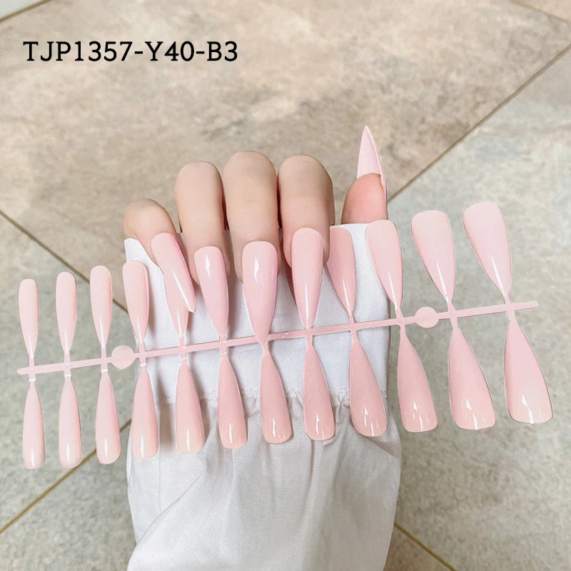 24Pcs/Set French Press on Fake Nails Full Cover Artificial Wearable