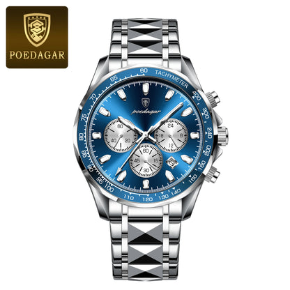 POEDAGAR Luxury Sports Quartz Waterproof Luminous Date Chronograph Men's Watch