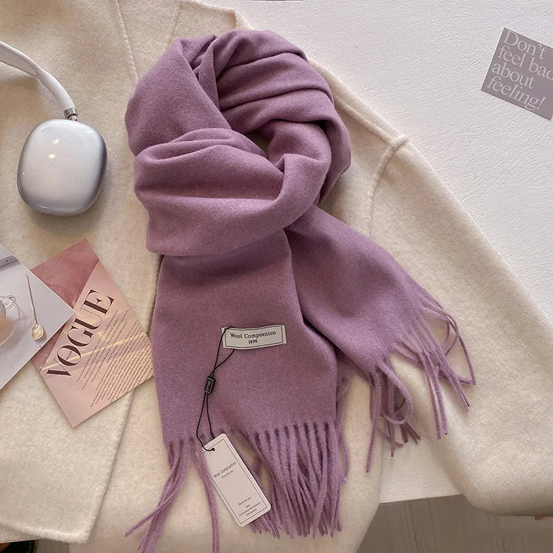 Luxury Winter Wool Scarf Cashmere Warm Pashmina Foulard