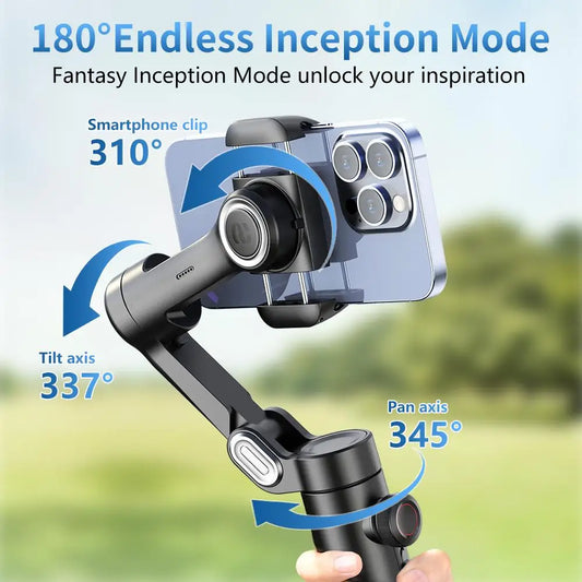 AOCHUAN 3-Axis Handheld Gimbal Stabilizer for Smartphone with Fill Light for iPhone Android Face Tracking Tiktok Vlog Smart XE