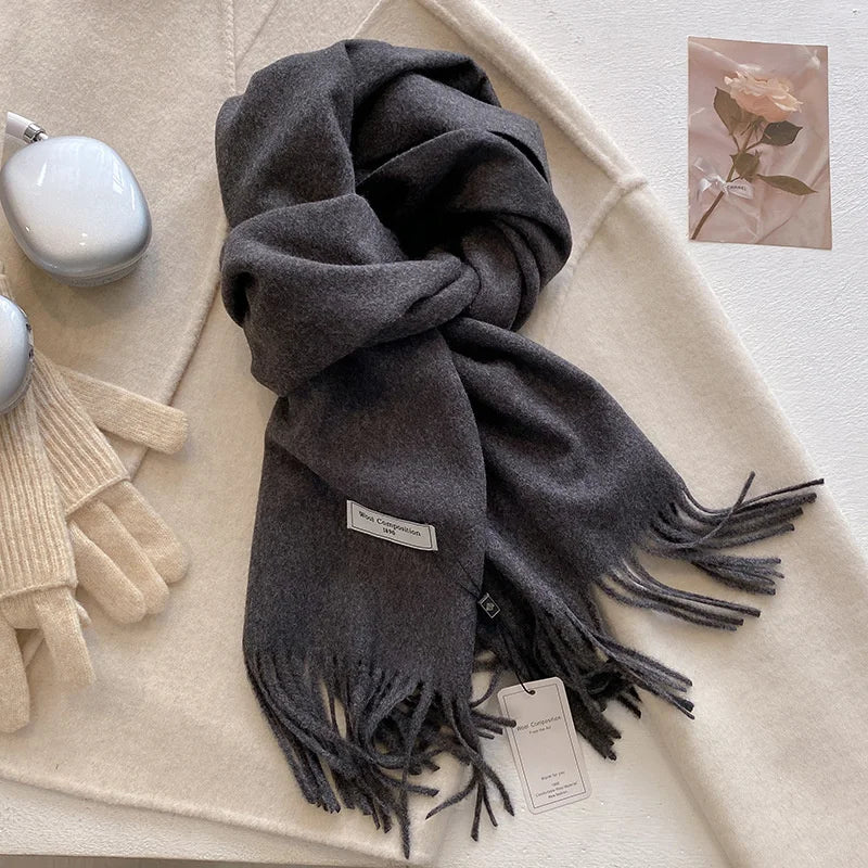 Luxury Winter Wool Scarf Cashmere Warm Pashmina Foulard