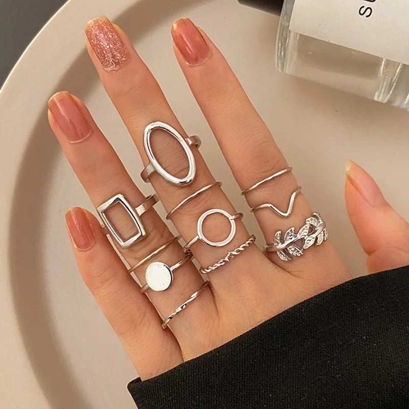 22Pcs Set Heart Snake Rings Set