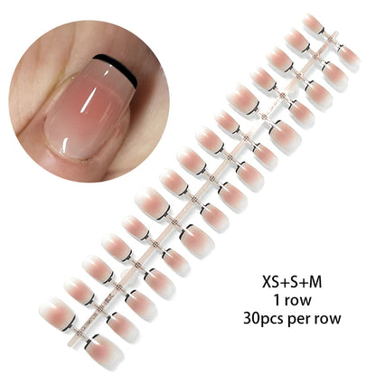 24Pcs/Set French Press on Fake Nails Full Cover Artificial Wearable