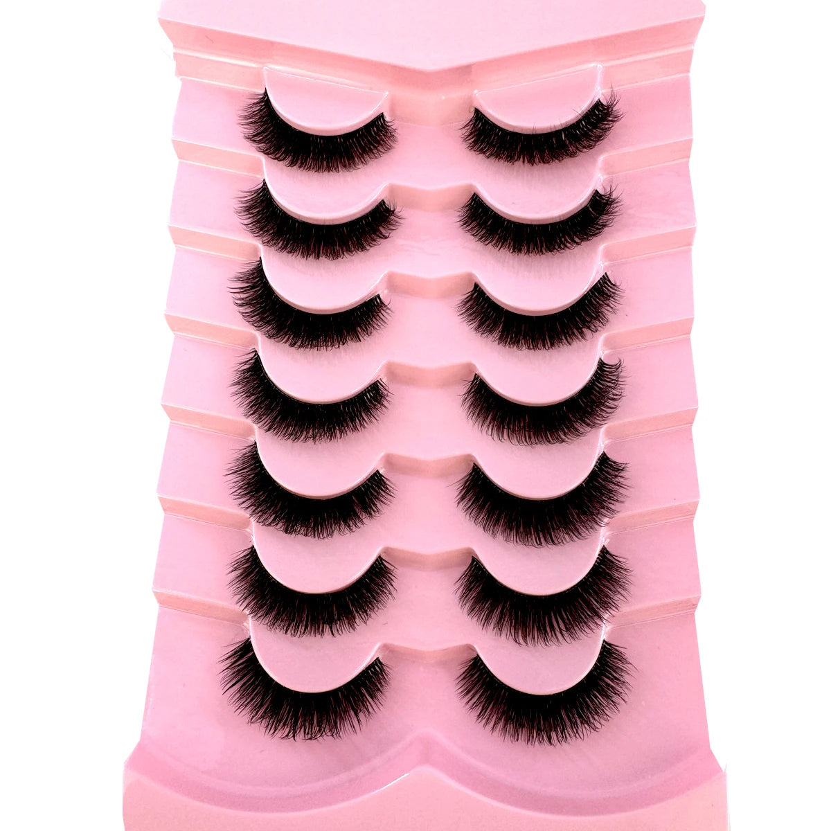 7 Pairs Natural Russian Strip Lashes Fluffy Mink Lashes