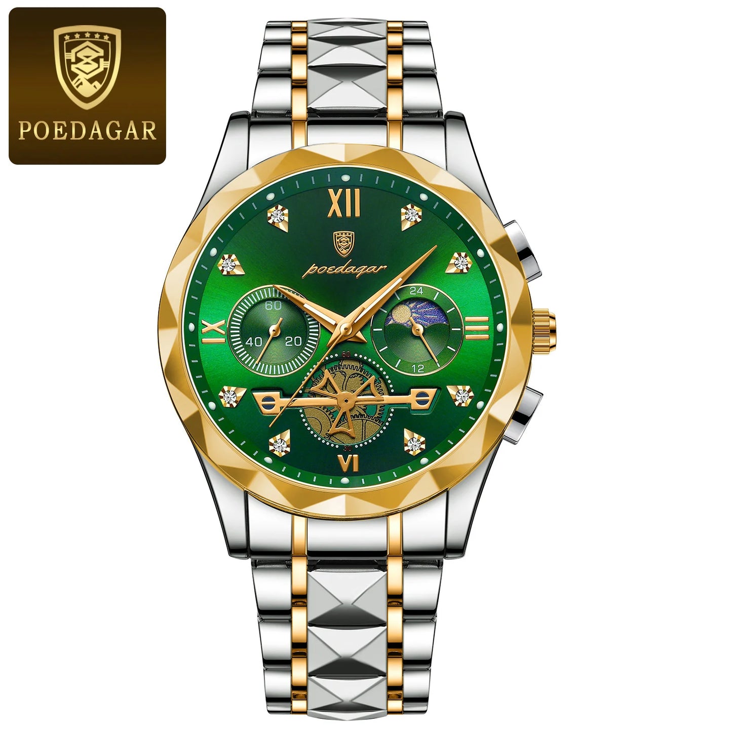 POEDAGAR Luxury Man Wristwatch Waterproof Luminous Stainless Steel High Quality Sport Quartz