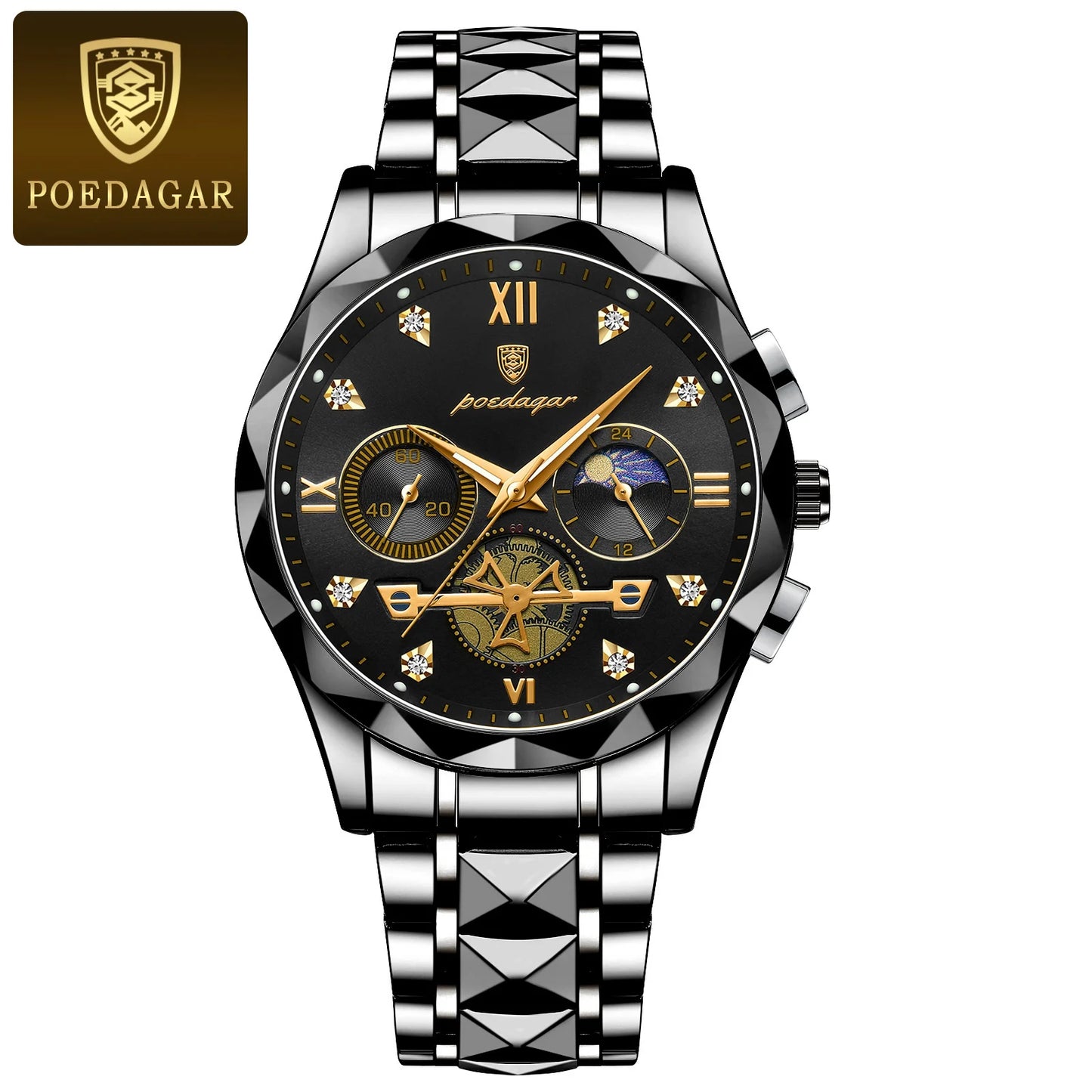 POEDAGAR Luxury Man Wristwatch Waterproof Luminous Stainless Steel High Quality Sport Quartz