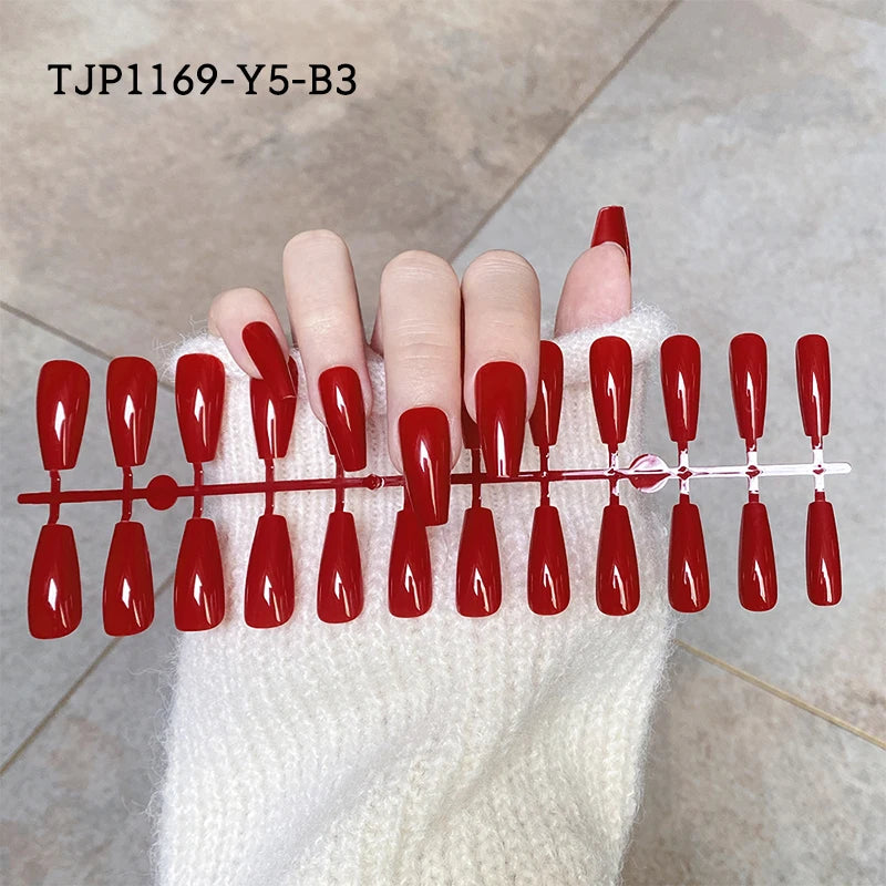 24Pcs/Set French Press on Fake Nails Full Cover Artificial Wearable