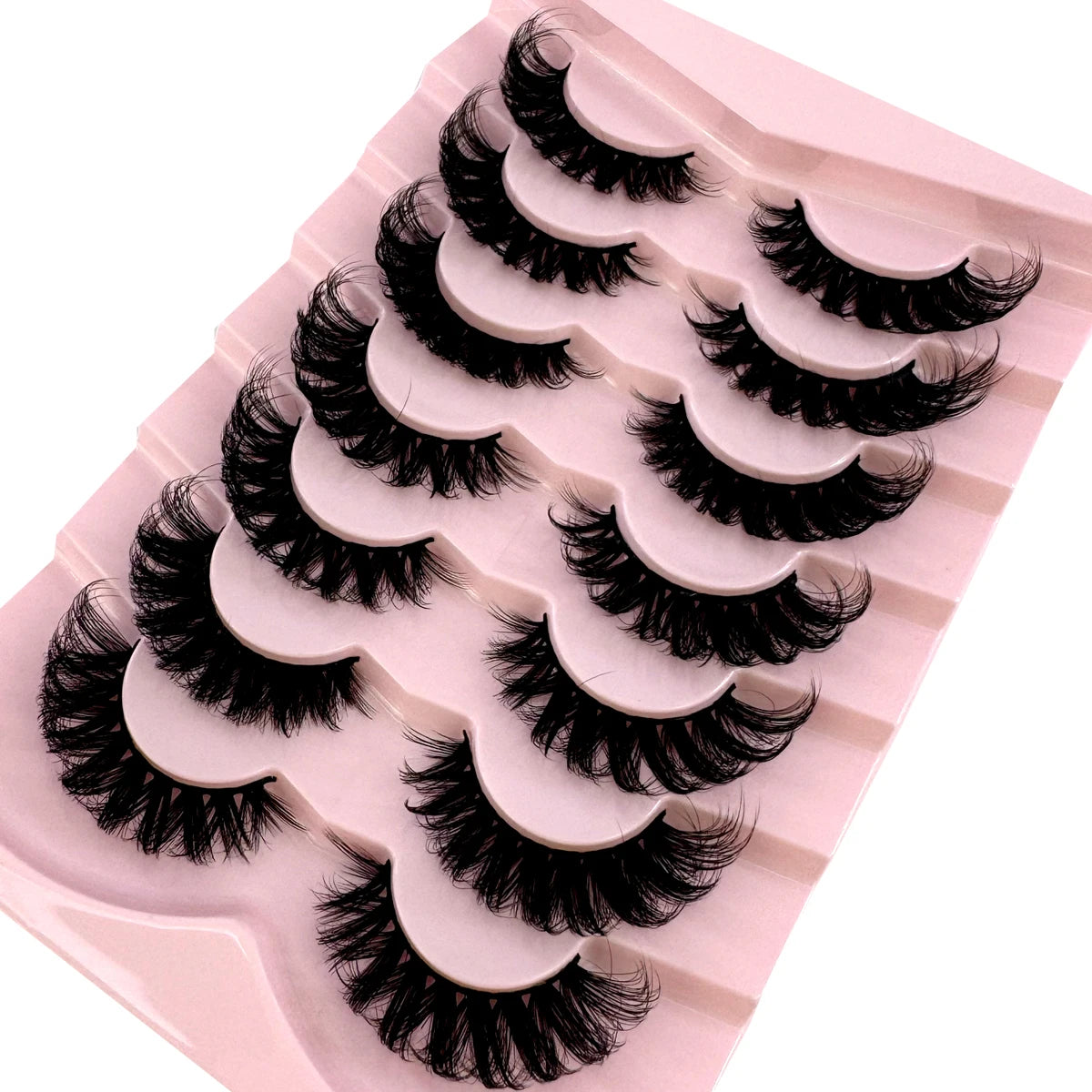 7 Pairs Natural Russian Strip Lashes Fluffy Mink Lashes