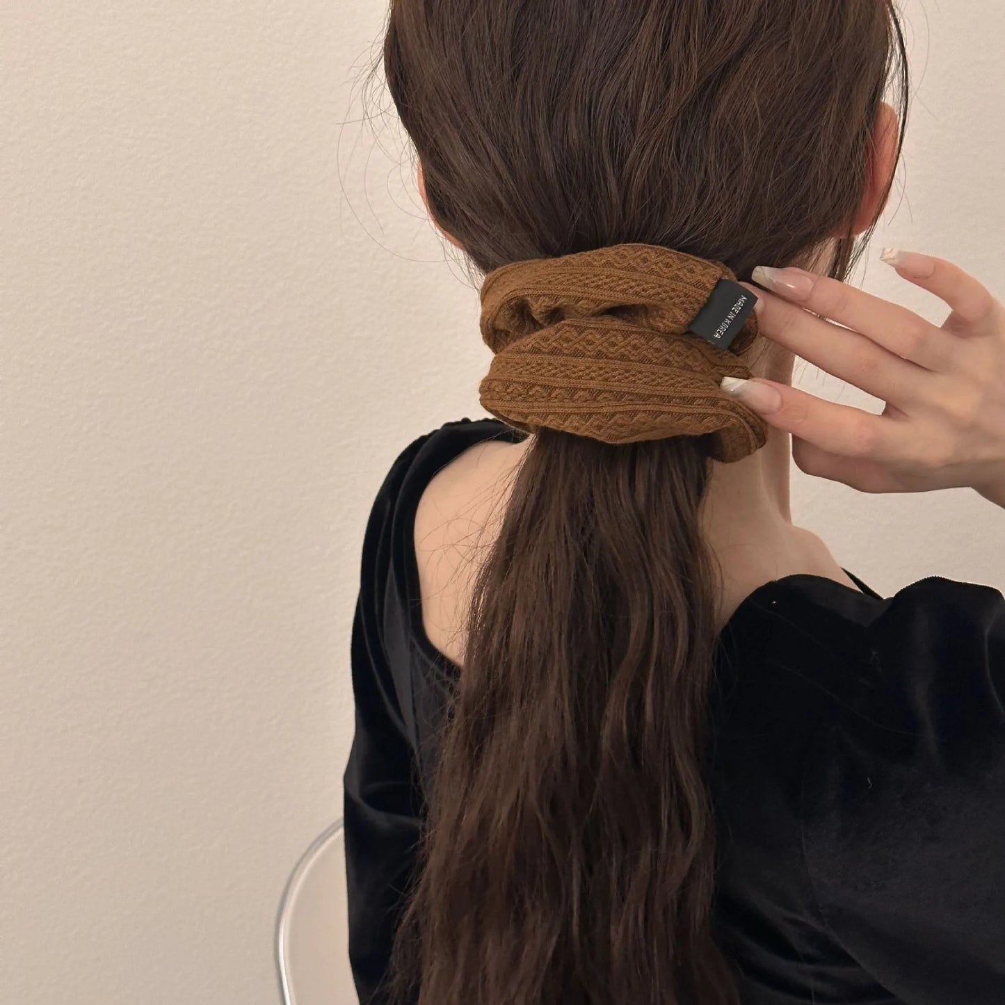 Knitted Wool Scrunchie for Women and Girls Elastic Hair Rubber Band