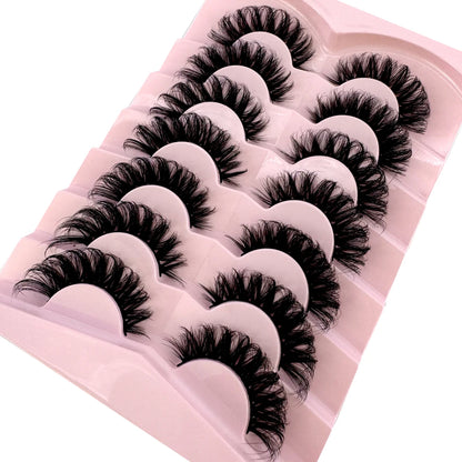 7 Pairs Natural Russian Strip Lashes Fluffy Mink Lashes