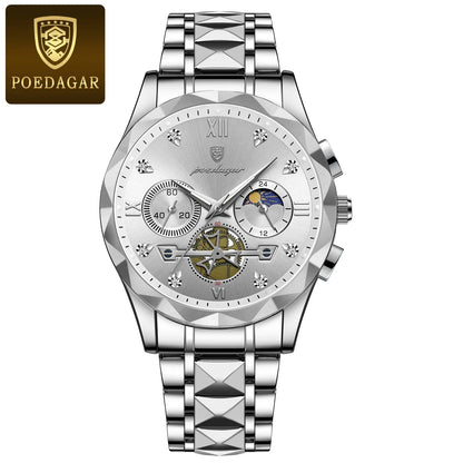 POEDAGAR Luxury Man Wristwatch Waterproof Luminous Stainless Steel High Quality Sport Quartz