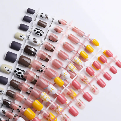 24Pcs/Set French Press on Fake Nails Full Cover Artificial Wearable