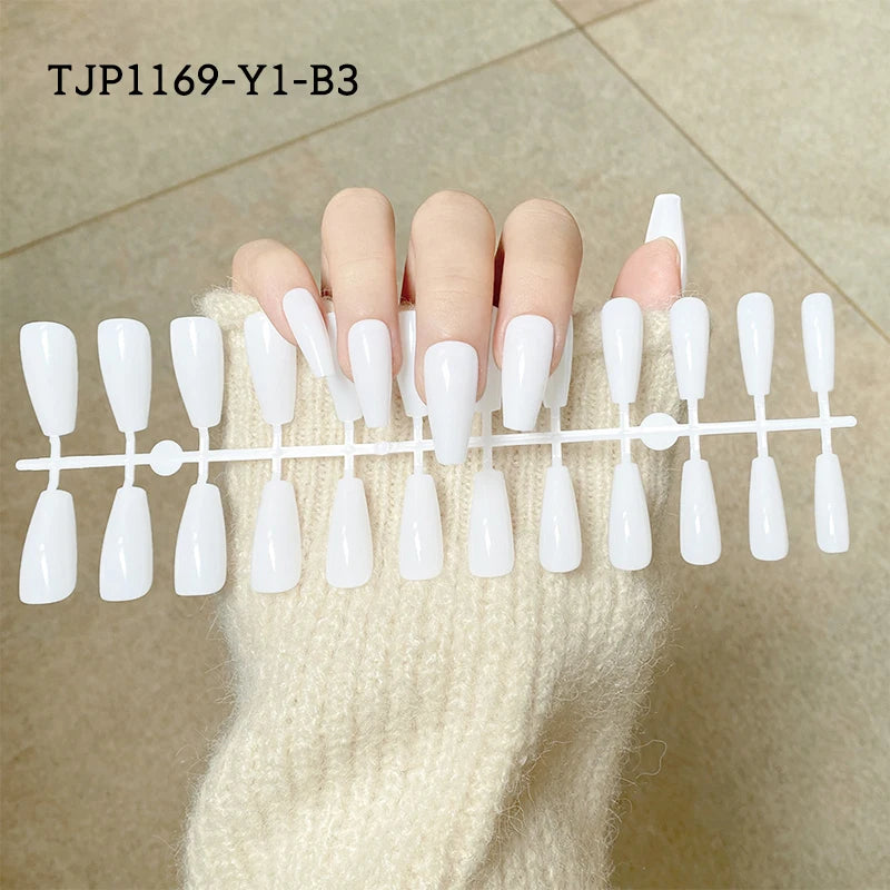 24Pcs/Set French Press on Fake Nails Full Cover Artificial Wearable